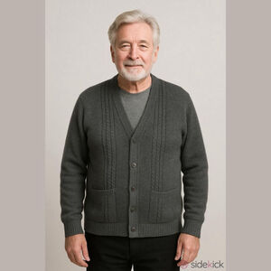 Classic Men's Wool Cardigan Sweater in Dark Gray
